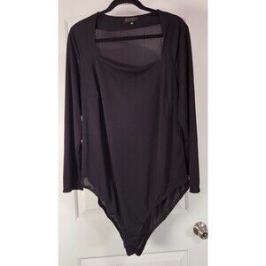 Eloquii Square Neck Long Sleeve Black Bodysuit Women's Size 16